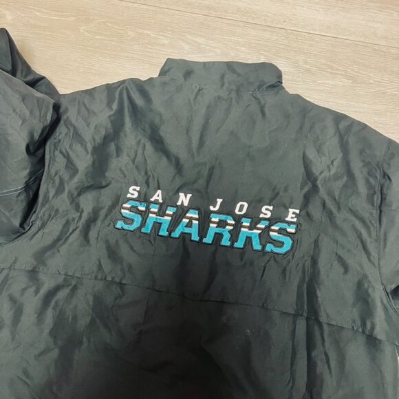 NHL Reebok Vintage Y2K San Jose Sharks Quarterzip Wind Breaker 2XL Black - Picture 9 of 9